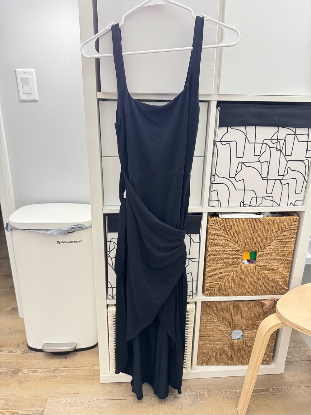 Aritzia Women's Black Draped Midi Dress
